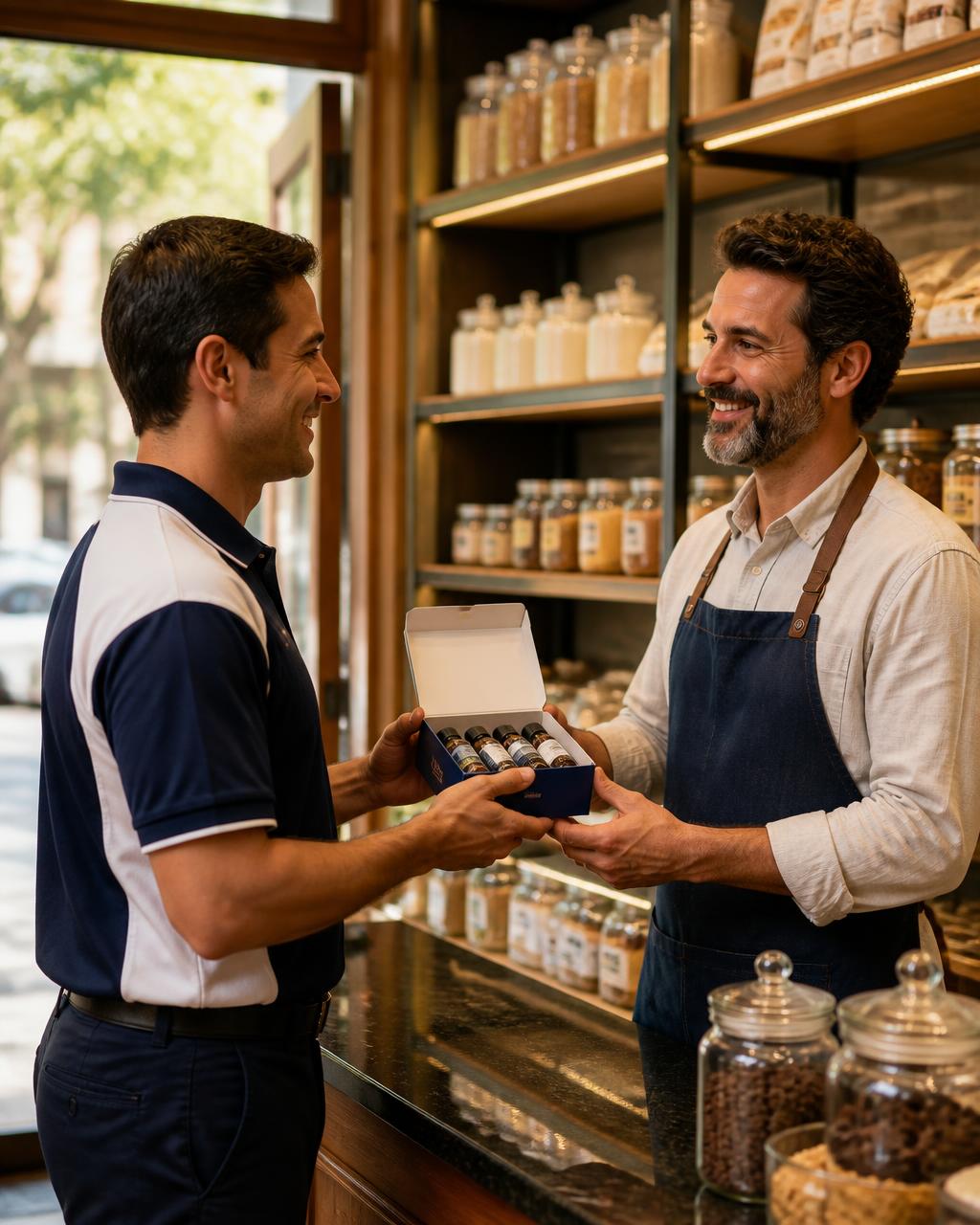 Entrega de aromas em uma loja especializada